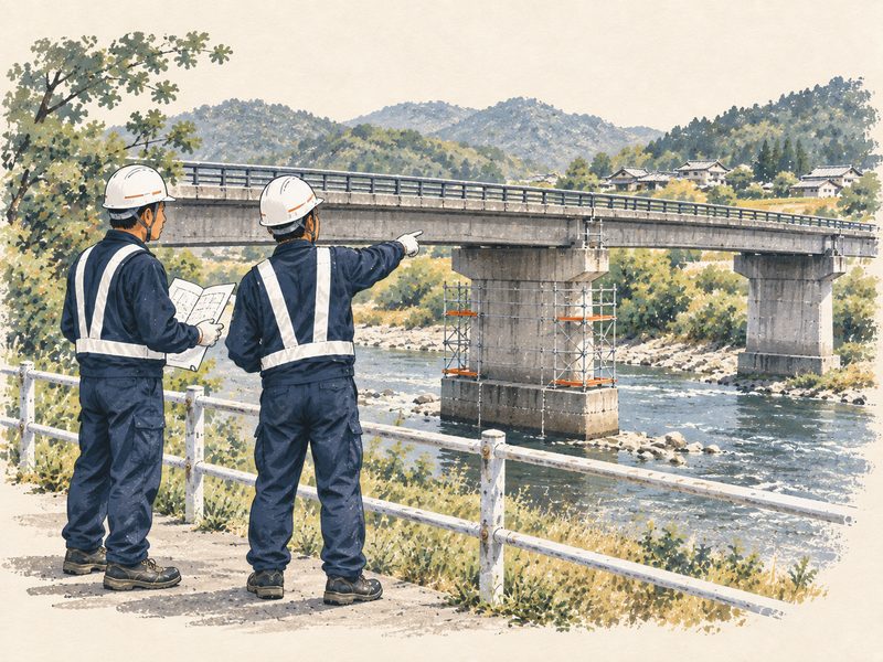 橋梁工事の施工現場