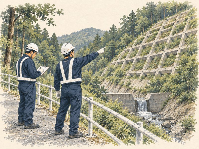 治山工事の施工現場