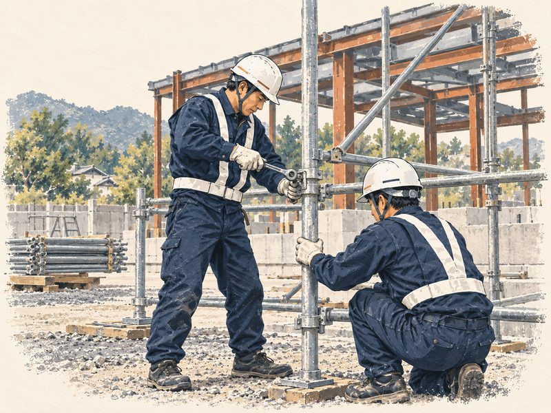 とび・土工工事の施工現場
