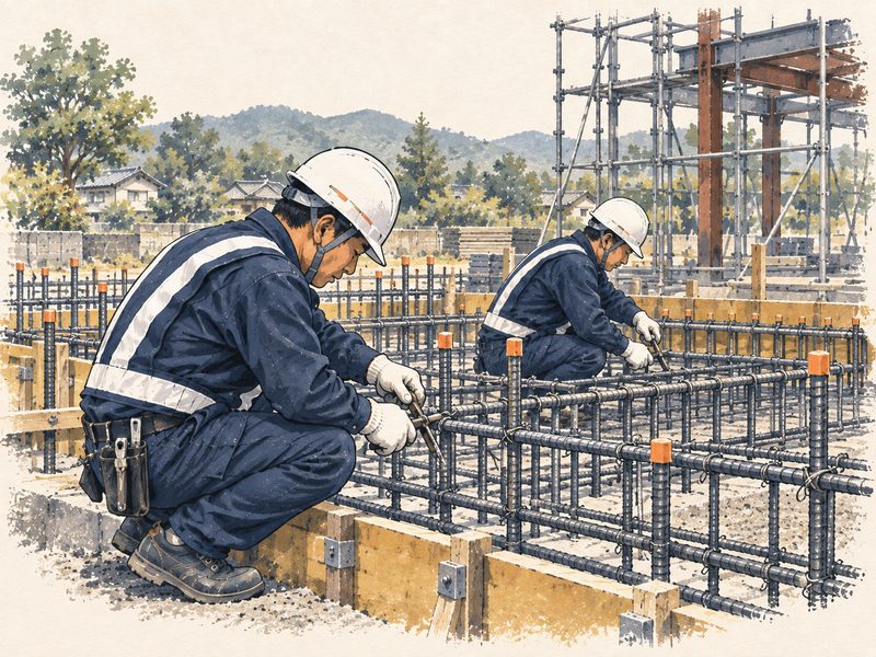 とび・土工工事の施工現場