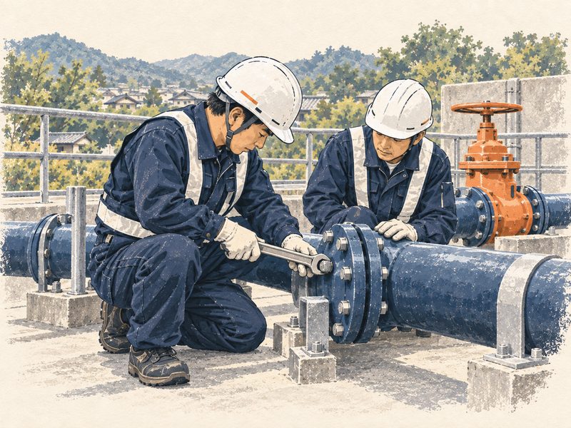 水道施設工事の施工現場